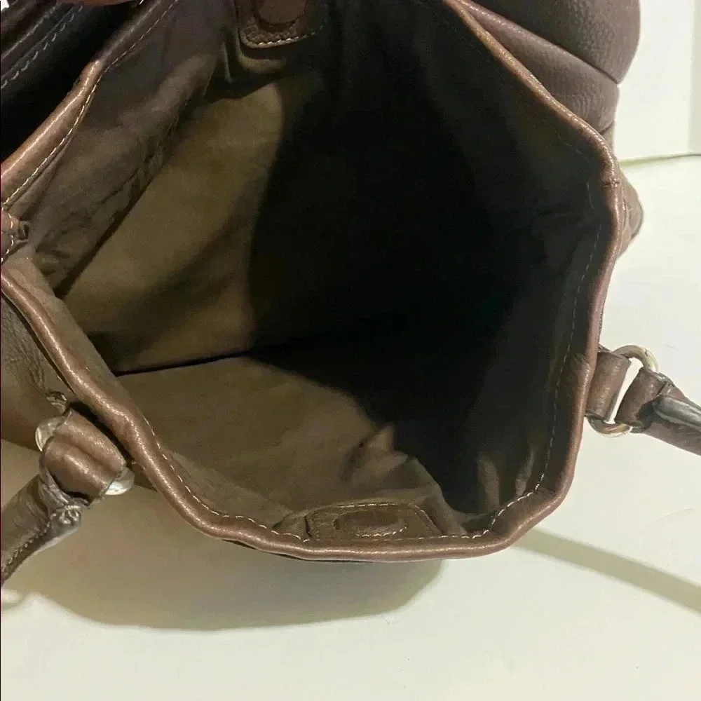 Fossil brown leather satchel handbag